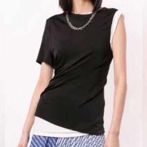 MONSE Black and White Short Sleeve Tee